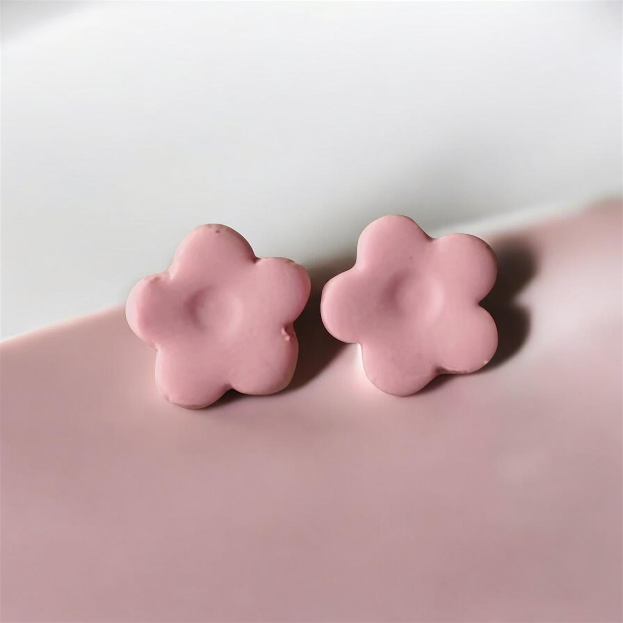 Pink Daisy Earrings | Polymer Clay by West Cove
