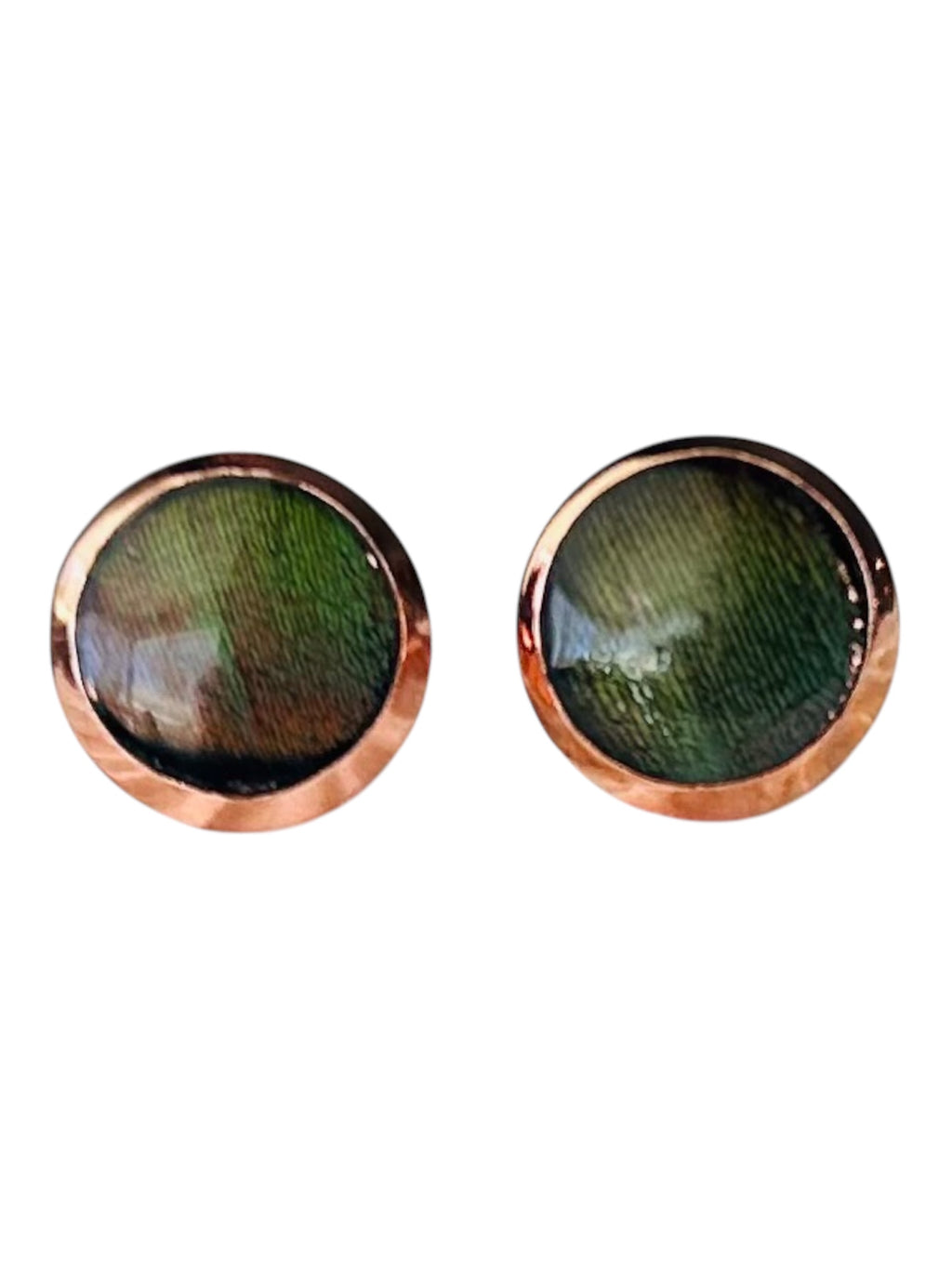 Genuine Turkey Feather Stud Earrings Rose Gold Handmade Michigan by West Cove