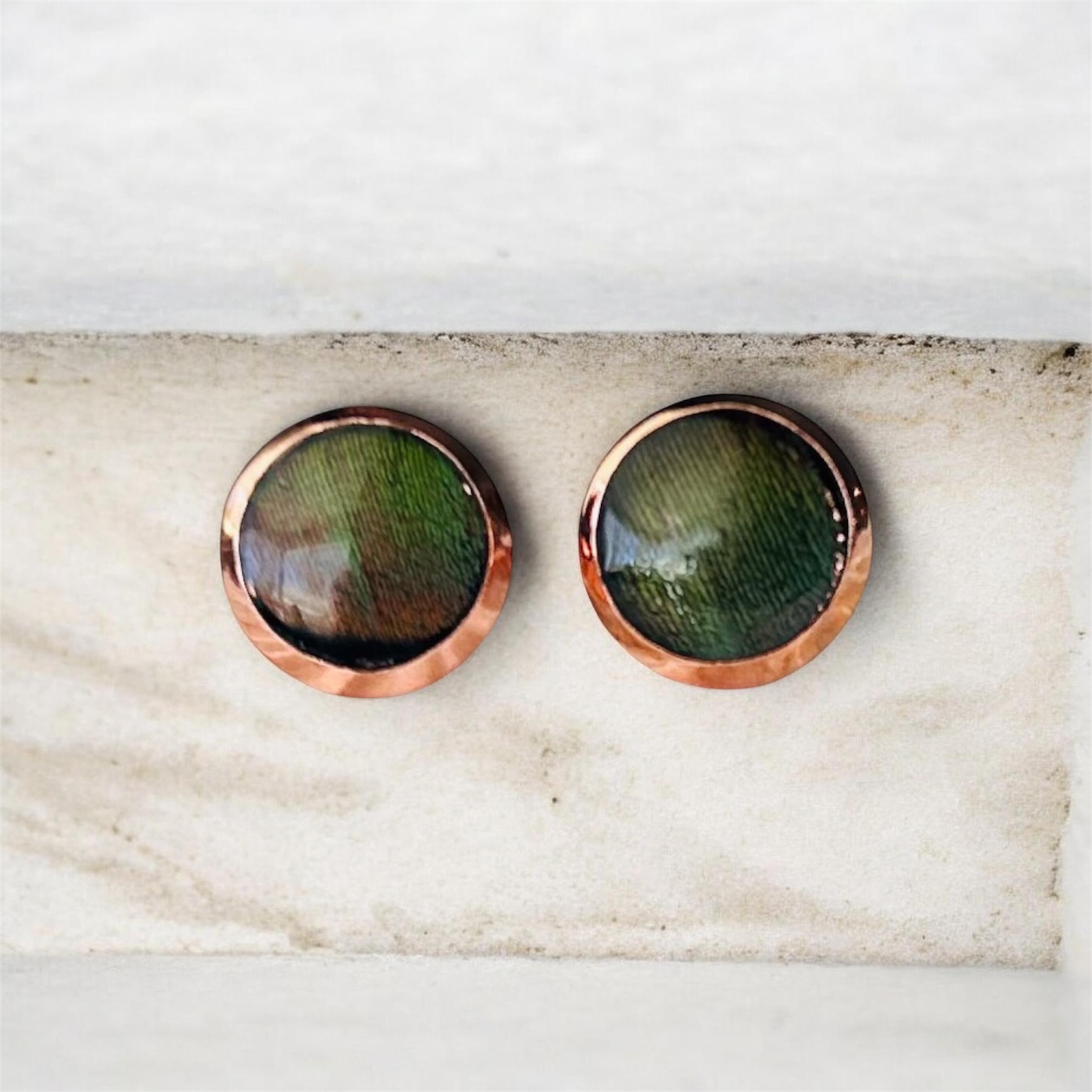 Genuine Turkey Feather Stud Earrings Rose Gold Handmade Michigan by West Cove