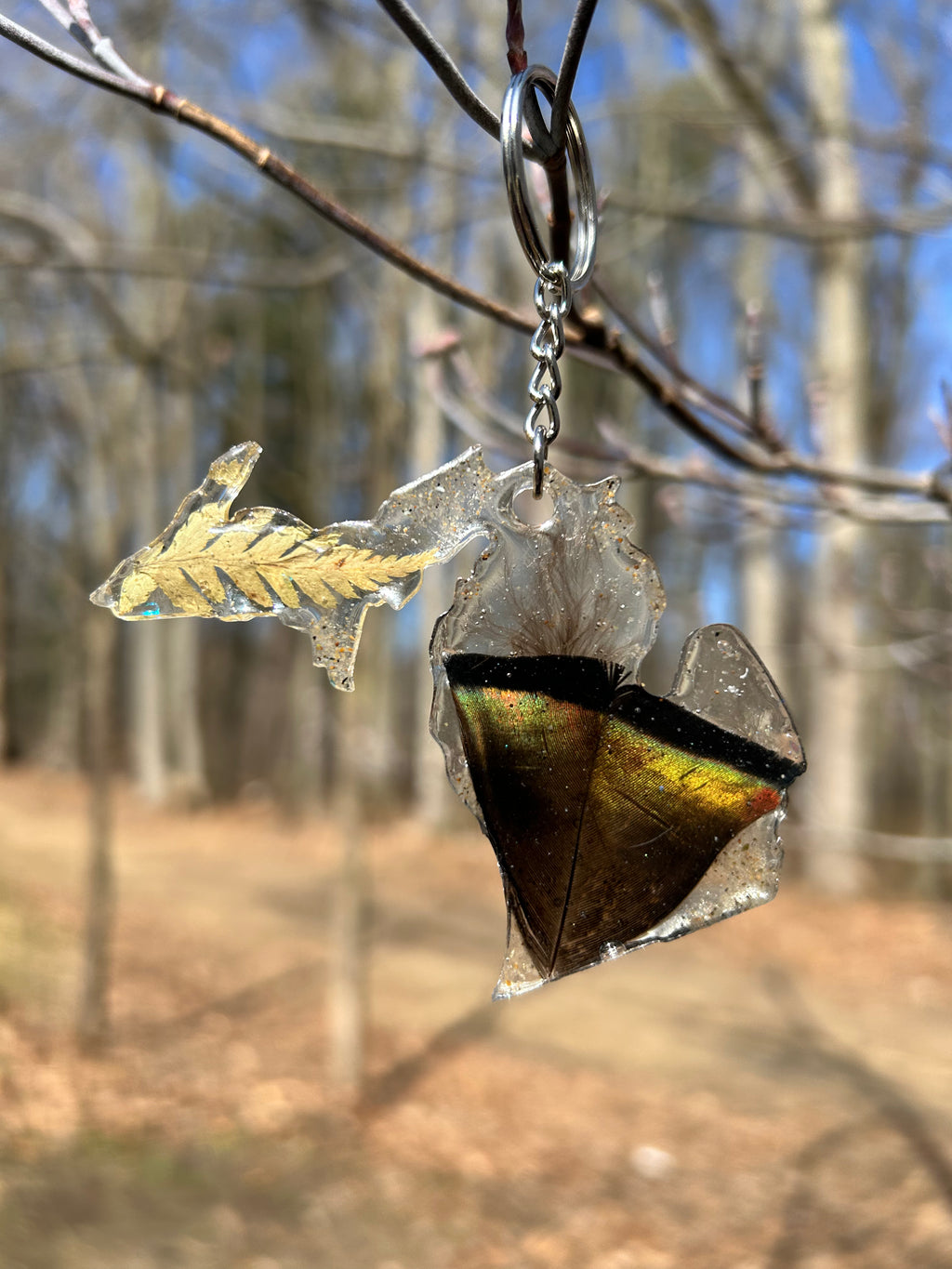 Michigan Wild Turkey Feather keychain