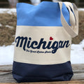 Tote Bag - Michigan TGLS Stripe – Blue/Navy by Detroit Shirt Company