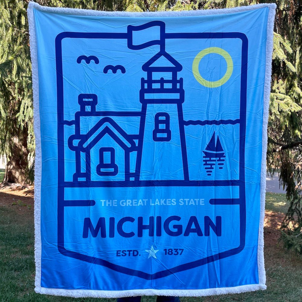 Blanket - Michigan Lighthouse by Detroit Shirt Company