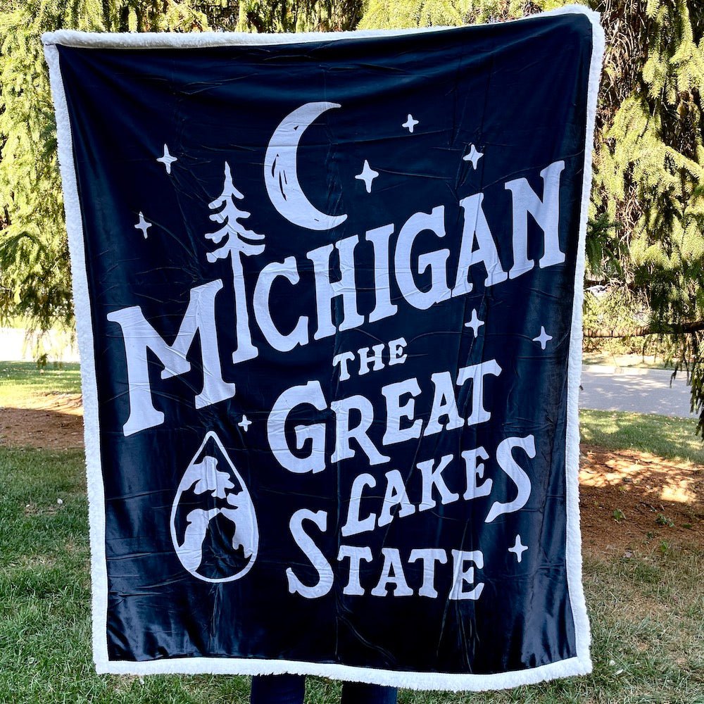 Blanket - Michigan Vintage Font by Detroit Shirt Company