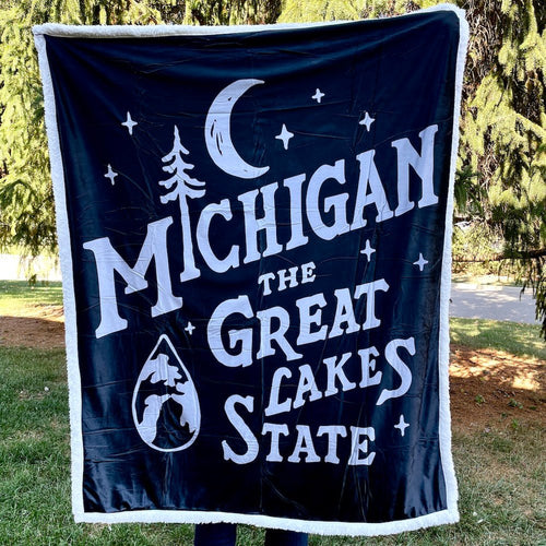 Blanket - Michigan Vintage Font by Detroit Shirt Company