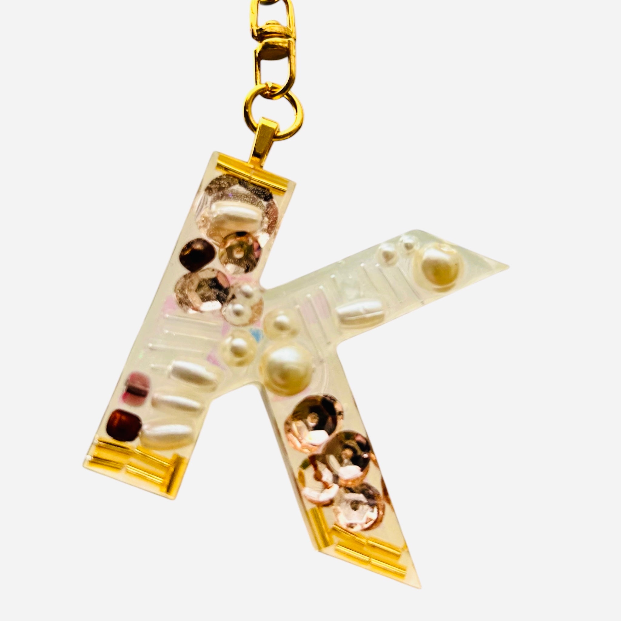 Beaded Key Chain Initial, personalized gift, Mother’s Day gift, bag charm by West Cove