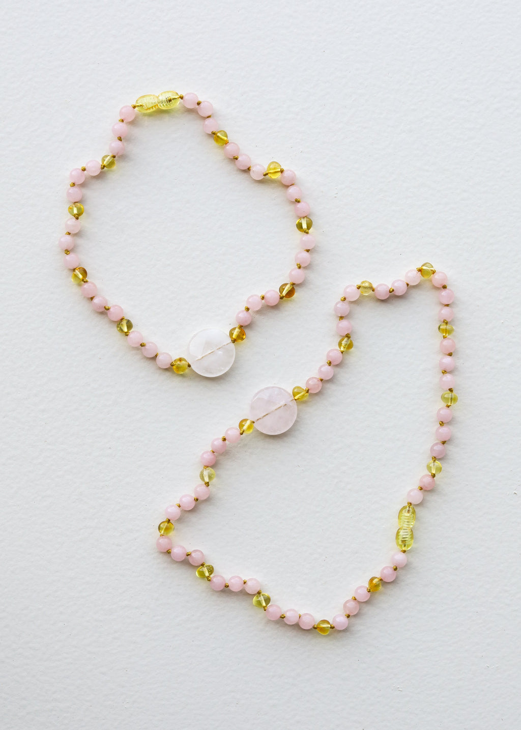 Rose Quartz + Honey Baltic Sea Amber || Rose Quartz Stone Necklace by CanyonLeaf
