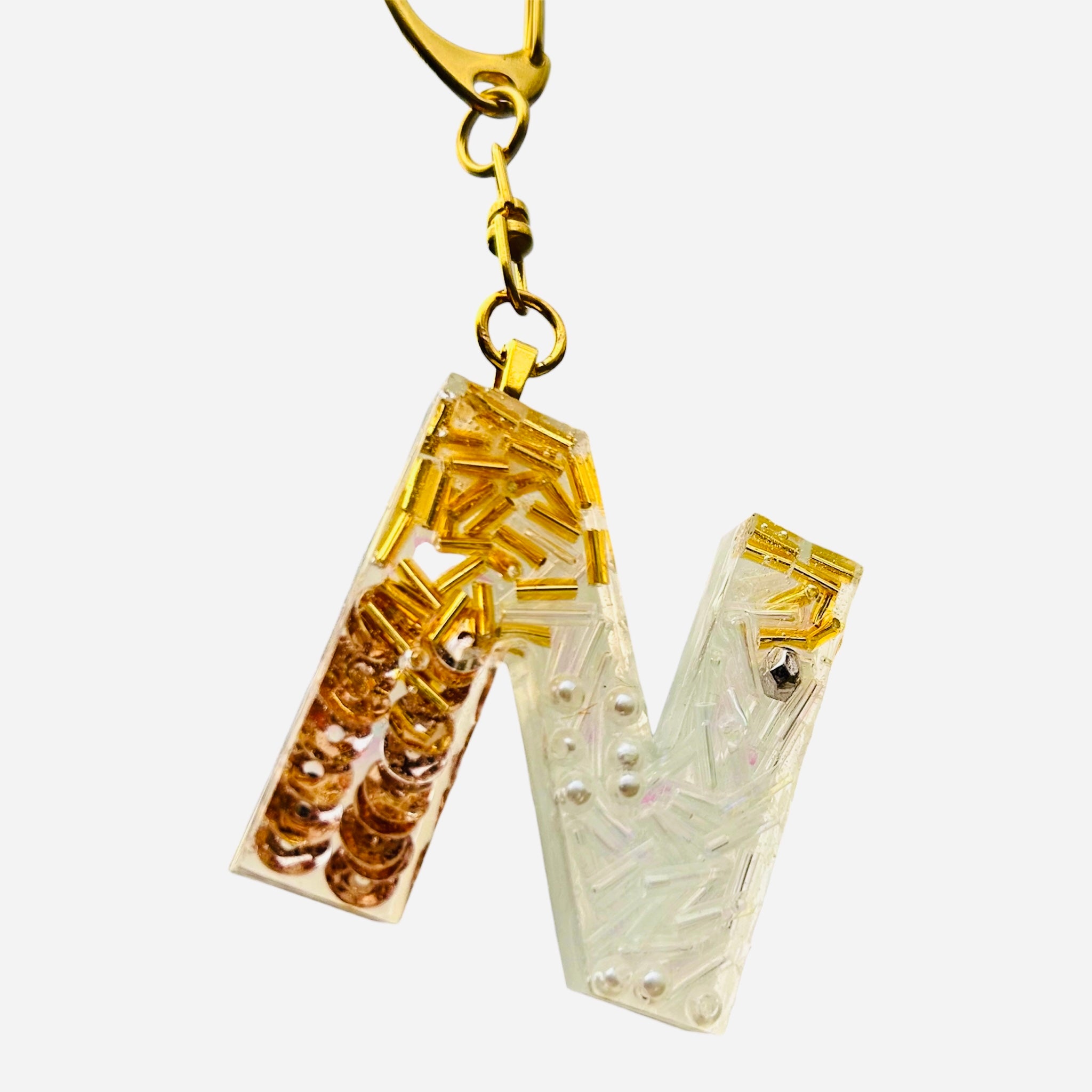 Beaded Key Chain Initial, personalized gift, Mother’s Day gift, bag charm by West Cove