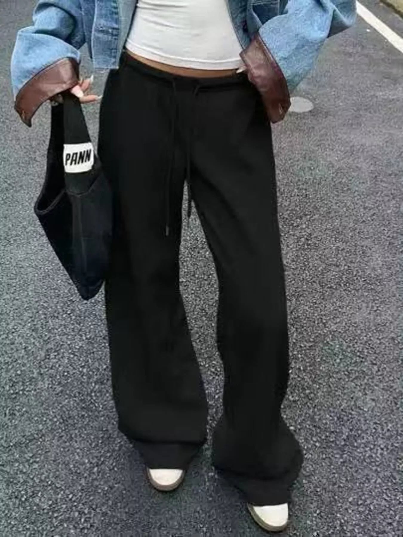 Wide Leg Drawstring Sweatpants by THRIXINE