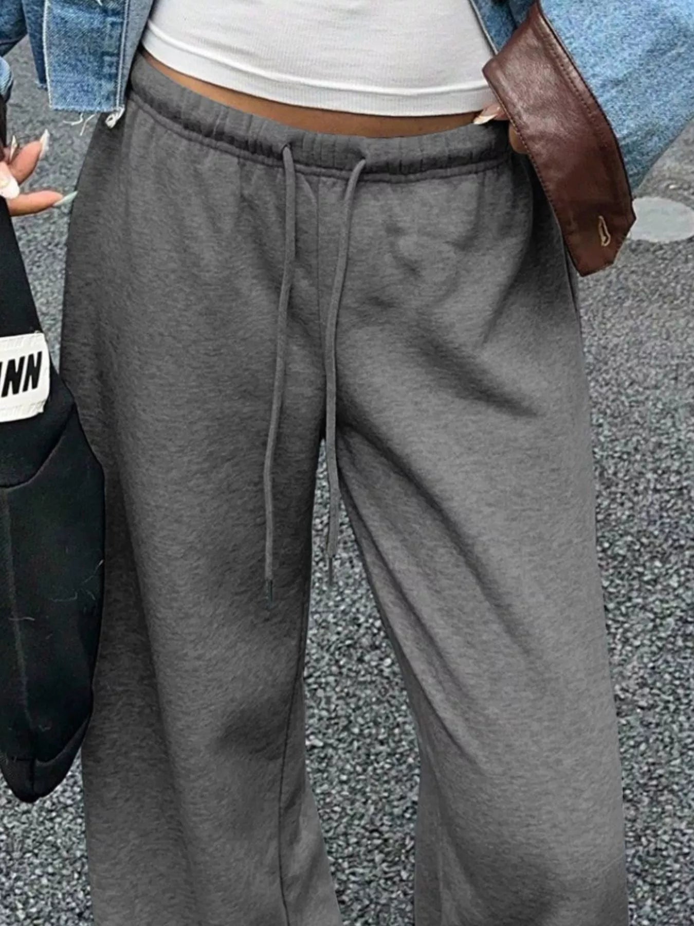 Wide Leg Drawstring Sweatpants by THRIXINE