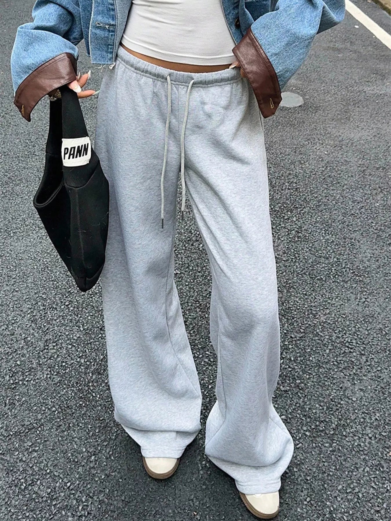 Wide Leg Drawstring Sweatpants by THRIXINE