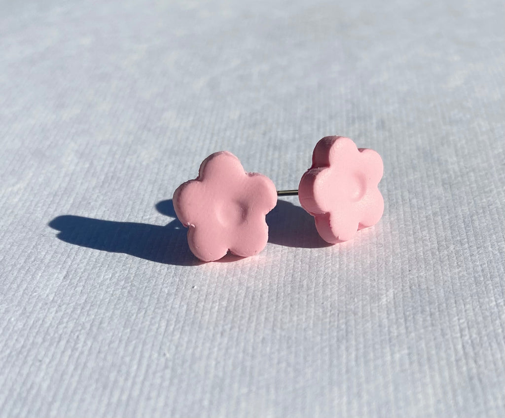 Pink Daisy Earrings | Polymer Clay by West Cove
