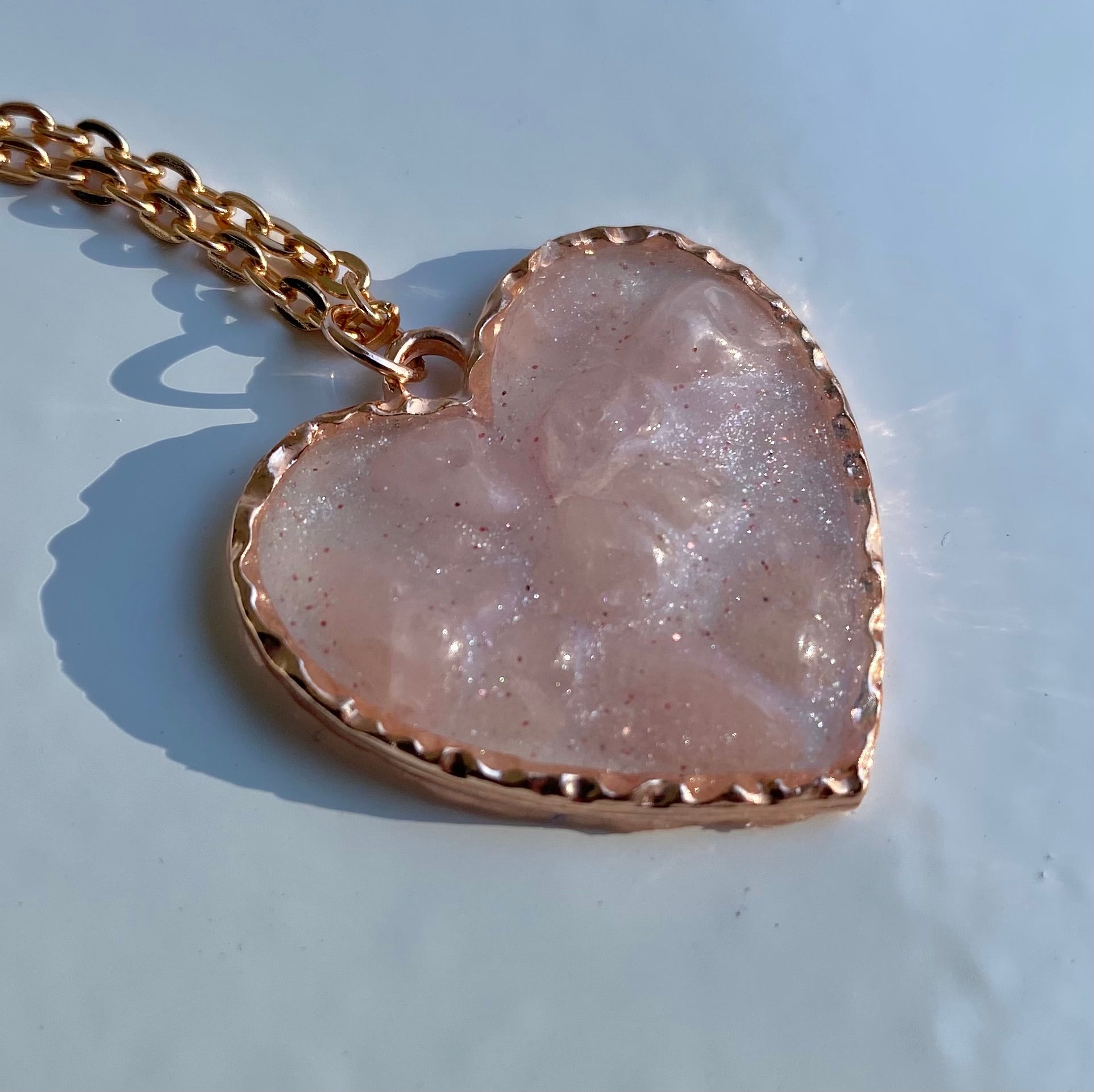 Rose Quartz Heart Necklacke
